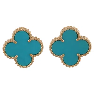 Pre-owned Van Cleef & Arpels Vintage Alhambra Yellow Gold Turquoise Earrings