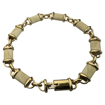 Pre-owned Van Cleef & Arpels Vintage Carved Bone Horn Unique Yellow Gold Vintage Bracelet