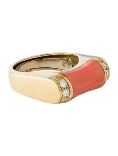 Pre-owned Van Cleef & Arpels Vintage Coral Saddle Ring In Multi