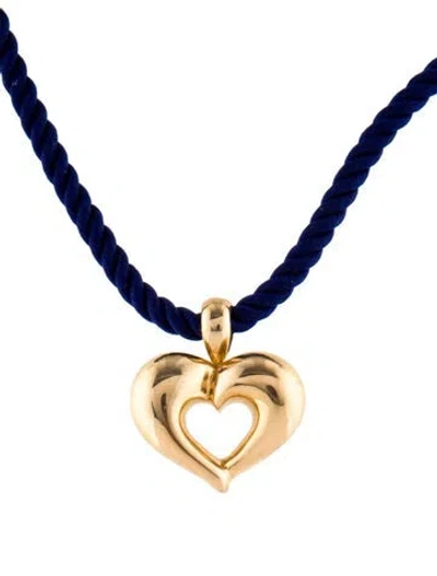 Pre-owned Van Cleef & Arpels Vintage Corded Heart Pendant Necklace, 17" In Multi