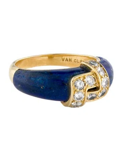 Pre-owned Van Cleef & Arpels Vintage Diamond & Lapis Lazuli Ring In Multi