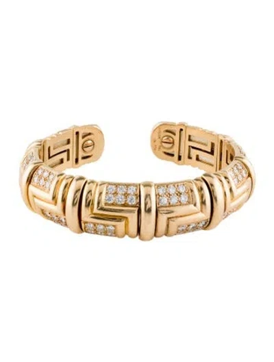 Pre-owned Van Cleef & Arpels Vintage Diamond Cuff Bracelet, 6.5" In Multi