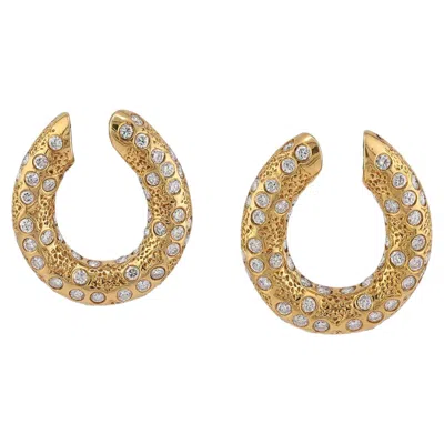 Pre-owned Van Cleef & Arpels Vintage Diamond Gold Hoop Earrings, Circa 1970 In Multiple