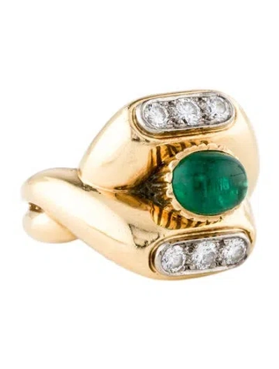 Pre-owned Van Cleef & Arpels Vintage Emerald & Diamond Ring In Multi
