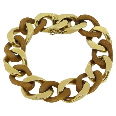 Pre-owned Van Cleef & Arpels Vintage Gold And Wood Link Curb Bracelet In Multi