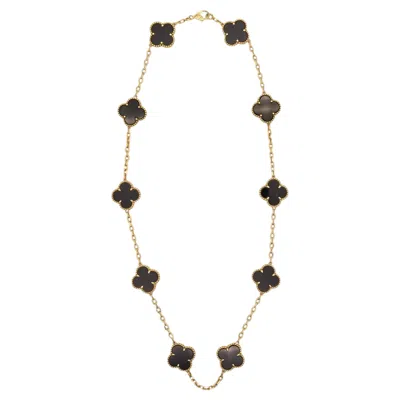 Pre-owned Van Cleef & Arpels Vintage Ten-motifs Alhambra Necklace In 18kt Yellow Gold &