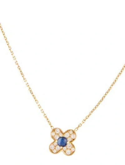 Pre-owned Van Cleef & Arpels Vintage Tréfle Pendant Necklace, 16.75" In Multi