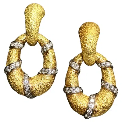 Pre-owned Van Cleef & Arpels Vintage  18k Diamond Large Door Knocker Earrings In Multi