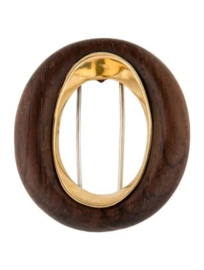 Pre-owned Van Cleef & Arpels Vintage Wood Brooch In Brown
