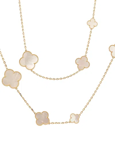 Pre-owned Van Cleef & Arpels Vintage Yellow Gold Luck Mother Of Pearl Necklace