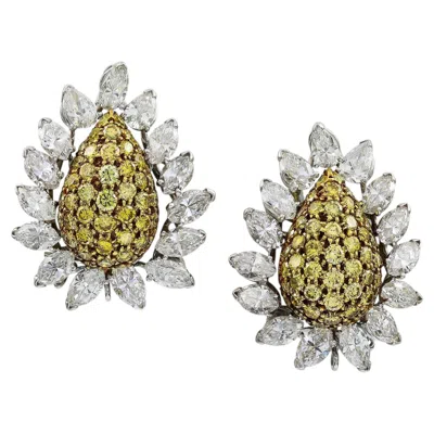 Pre-owned Van Cleef & Arpels Yellow And White Diamond Flower Earrings