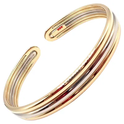 Pre-owned Van Cleef & Arpels Yellow & White Gold Cuff Bangle Bracelet