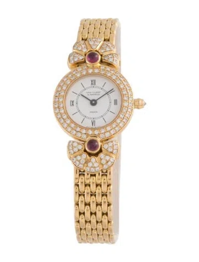 Pre-owned Van Cleef & Arpels Yellow Gold Diamond & Ruby Watch, 21mm In Multi