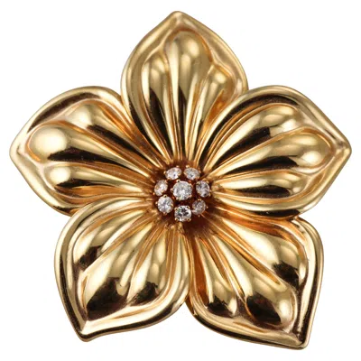 Pre-owned Van Cleef & Arpels Yellow Gold Diamond Large Flower Brooch