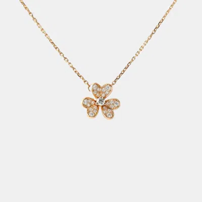 Pre-owned Van Cleef & Arpels 18k Rose Gold And Diamond Frivole Pendant Necklace