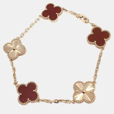 Pre-owned Van Cleef & Arpels 18k Rose Gold Vintage Alhambra 5 Motif Bracelet