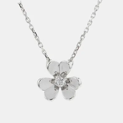 Pre-owned Van Cleef & Arpels 18k White Gold Frivole Pendant Mini Model Size Mini