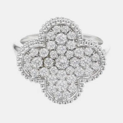 Pre-owned Van Cleef & Arpels 18k White Gold Magic Alhambra Ring Eu 59