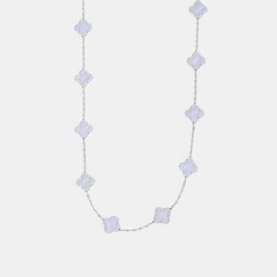 Pre-owned Van Cleef & Arpels 18k White Gold Vintage Alhambra 20 Motif Long Necklace