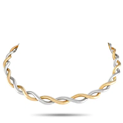 VAN CLEEF & ARPELS 18K YELLOW AND WHITE GOLD TWO-TONE TWISTED CHOKER NECKLACE VC16-012224