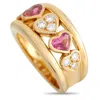 VAN CLEEF & ARPELS 18K YELLOW GOLD 0.25CT DIAMOND AND PINK SAPPHIRE HEART RING VC06-012524