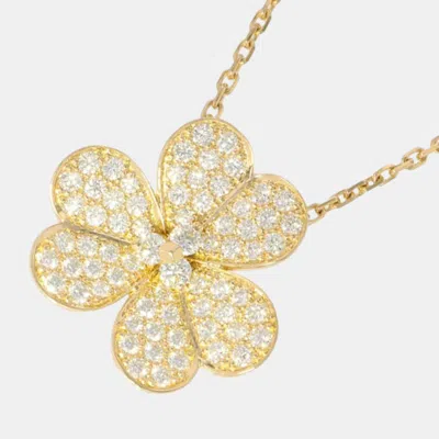 Pre-owned Van Cleef & Arpels 18k Yellow Gold And Diamond Large Frivole Pendant Necklace
