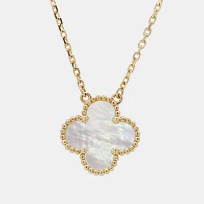 Pre-owned Van Cleef & Arpels 18k Yellow Gold Mother Of Pearl Vintage Alhambra Necklaces