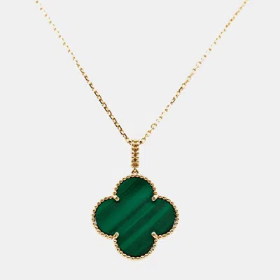 Pre-owned Van Cleef & Arpels Magic Alhambra Malachite 18k Yellow Gold Long Pendant Necklace