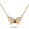 VAN CLEEF & ARPELS PAPILLON 18K YELLOW GOLD DIAMOND AND BLUE SAPPHIRE NECKLACE VC23-012524