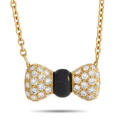 Van Cleef & Arpels  Van Cleef   Arpels 18k Yellow Gold 0.69ct Diamond And Onyx Bow Necklace Vc27 030824