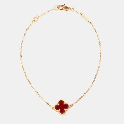 Pre-owned Van Cleef & Arpels Sweet Alhambra Carnelian 18k Rose Gold Bracelet