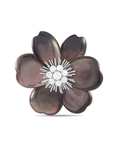 Van Cleef & Arpels 18k 1.54 Ct. Tw. Diamond Mother Of Pearl Rose De Noel  Brooch (authentic Pre-owne