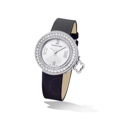 Van Cleef & Arpels Van Cleef And Arpels Charms Silver Dial 18kt White Gold Diamond Ladies Watch Vcarm95400 In Black