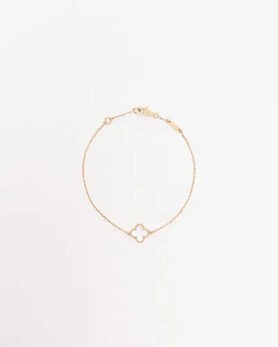 Van Cleef & Arpels Sweet Alhambra Mother-of-pearl 18k Yellow Gold Bracelet, Full Set