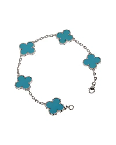 Van Cleef & Arpels 18k Turquoise 5 Motif Vintage Alhambra Bracelet (authentic ) In Blue