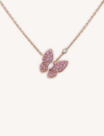 Van Cleef & Arpels Womens Rose And White Gold Two Butterfly Small 18ct Rose- And White-gold, 0.15ct
