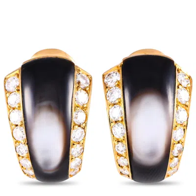 Van Cleef & Arpels Vintage 18k Yellow Gold 1.14ct Diamond And Mother Of Pearl Clip-on Earrings Vc25-093024