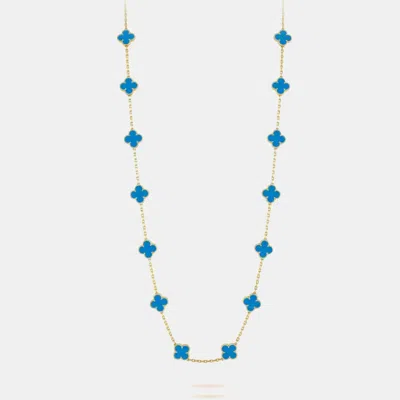 Pre-owned Van Cleef & Arpels Vintage Alhambra 20-motif Necklace Blue Agate