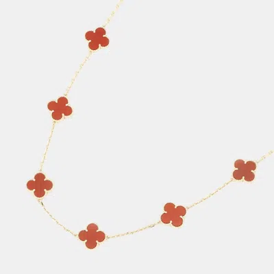 Pre-owned Van Cleef & Arpels Vintage Alhambra Long Necklace 20 Motifs 18k Yellow Gold