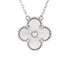 Van Cleef & Arpels Vintage Alhambra Pendant Necklace Guilloche 18k White Gold In White