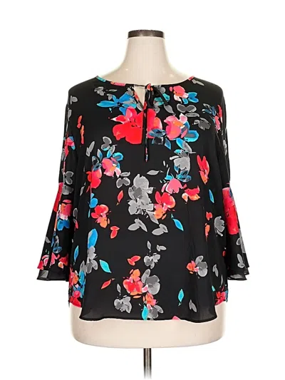 Pre-owned Van Heusen 3/4 Sleeve Blouse In Black