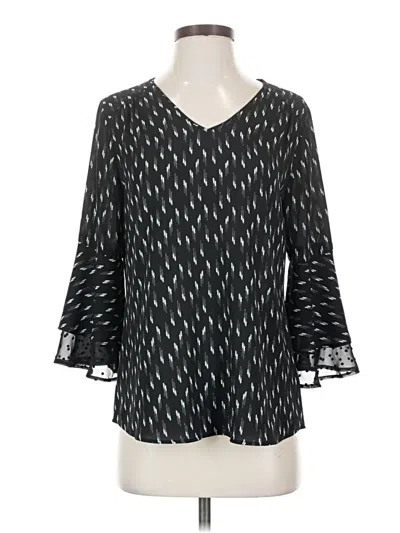 Pre-owned Van Heusen 3/4 Sleeve Blouse In Black