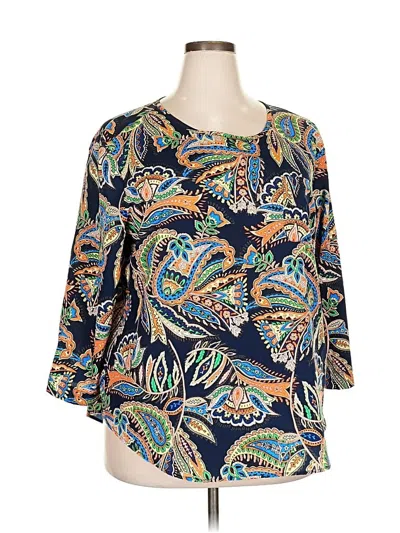 Pre-owned Van Heusen 3/4 Sleeve Blouse In Blue