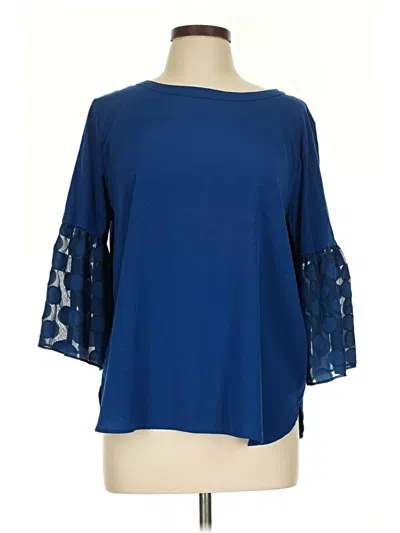 Pre-owned Van Heusen 3/4 Sleeve Blouse In Blue