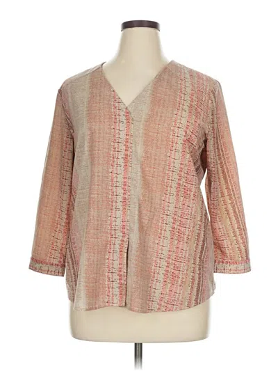 Pre-owned Van Heusen 3/4 Sleeve Blouse In Brown