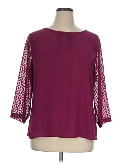 Pre-owned Van Heusen 3/4 Sleeve Blouse In Burgundy