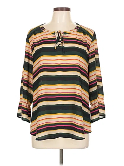 Pre-owned Van Heusen 3/4 Sleeve Blouse In Gold