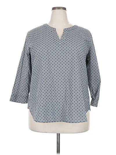 Pre-owned Van Heusen 3/4 Sleeve Blouse In Gray