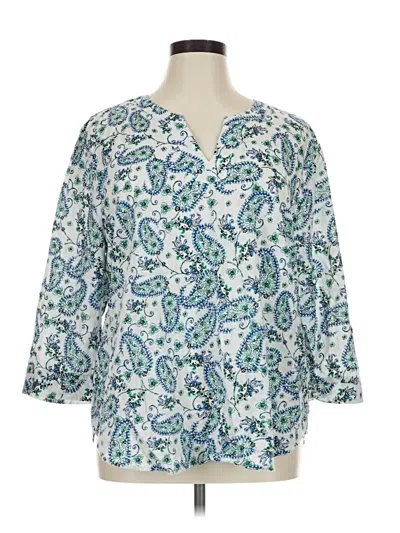 Pre-owned Van Heusen 3/4 Sleeve Blouse In Teal