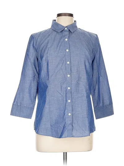 Pre-owned Van Heusen 3/4 Sleeve Button Down Shirt In Blue